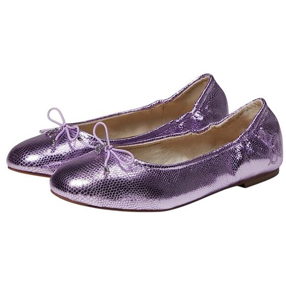 Sam Edelman Kids Felicia Ballet Flats US 3 M EU 35 Lilac Metallic Leather NIB - Picture 1 of 12